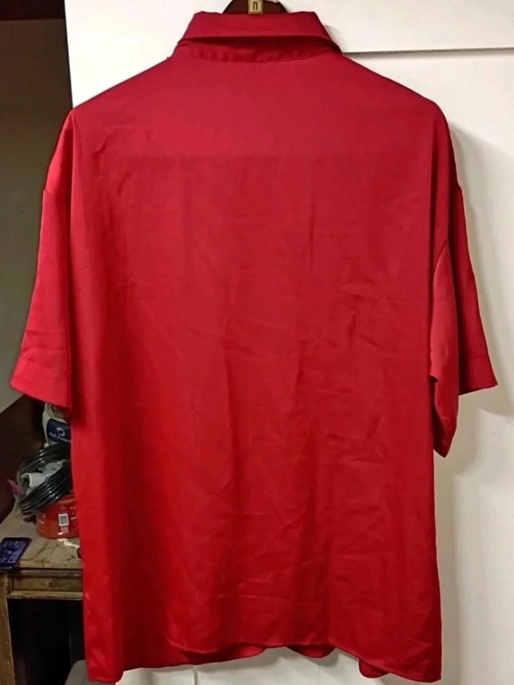 Pretty Garden Silk Like Shirt Red Womens Sz Xtra Large Business Or Casual